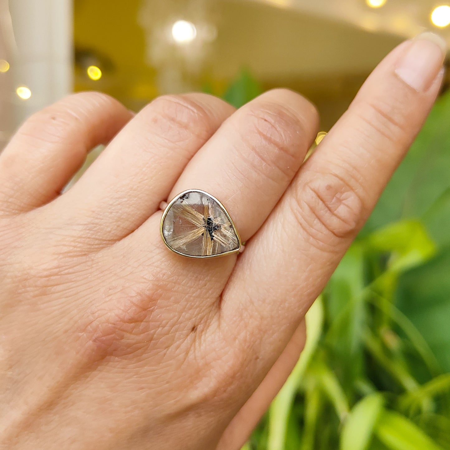 Bague Rutile doré étoilé
