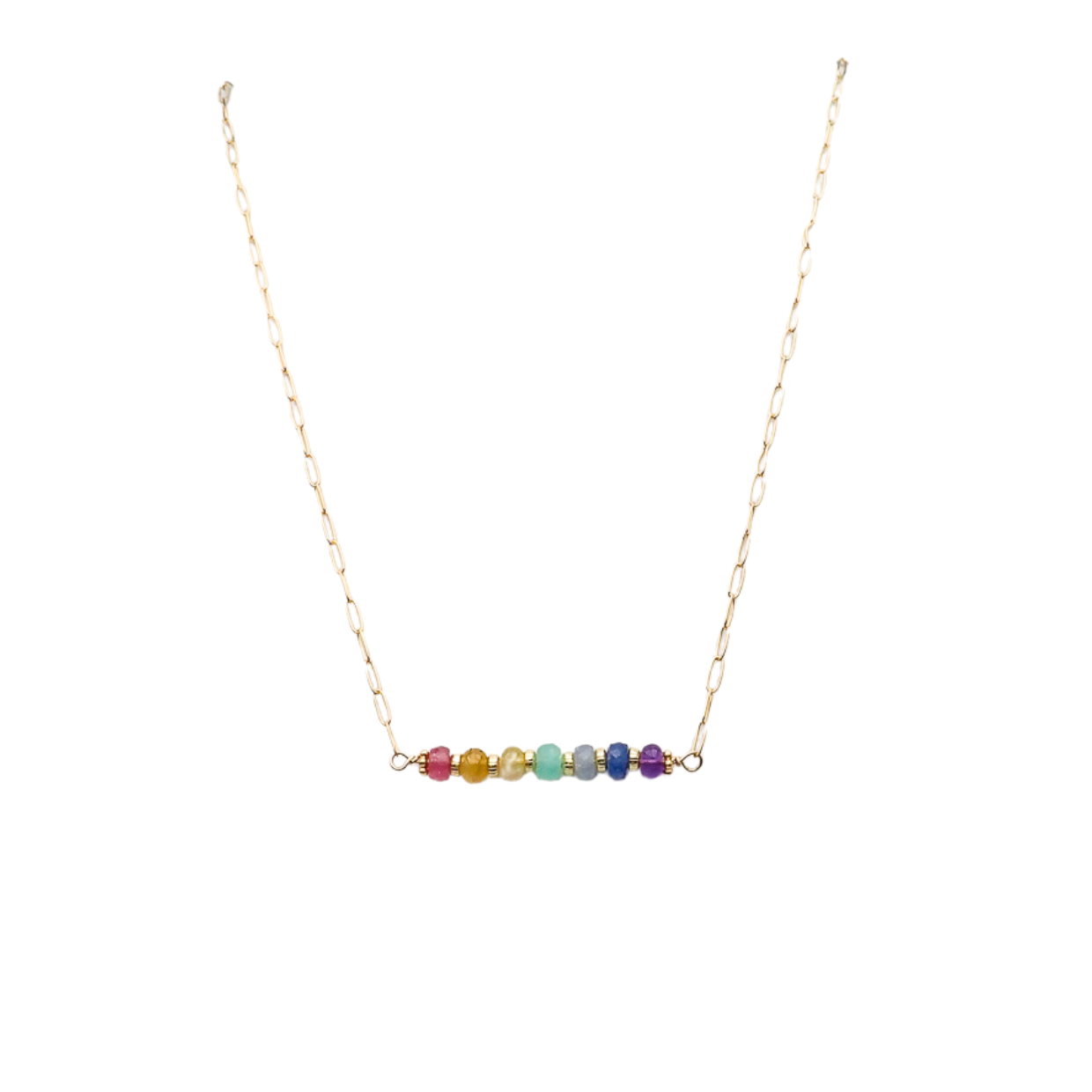 Collier 7 Chakras Saphirs Emeraude Amethyste