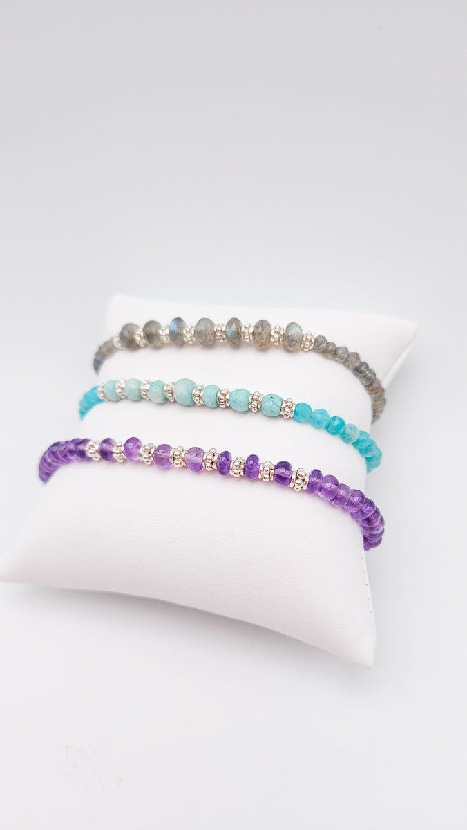 Bracelet Labradorite perles d'argent