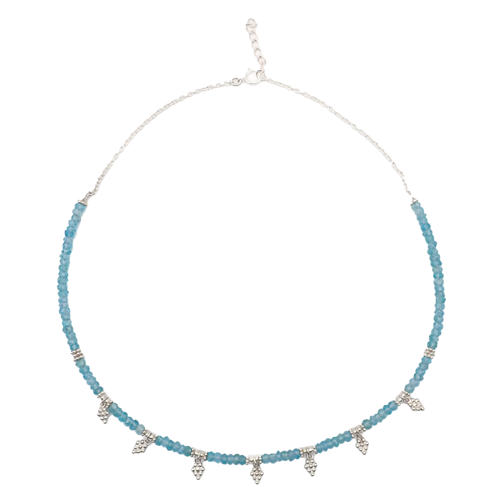 Collier pampilles Apatites Argent