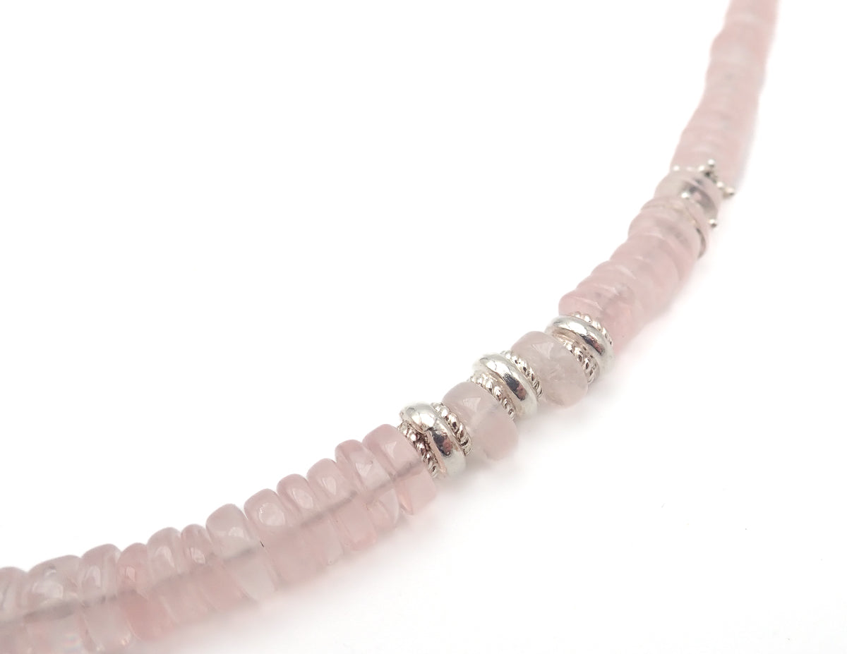 Collier Quartz Roses Argent