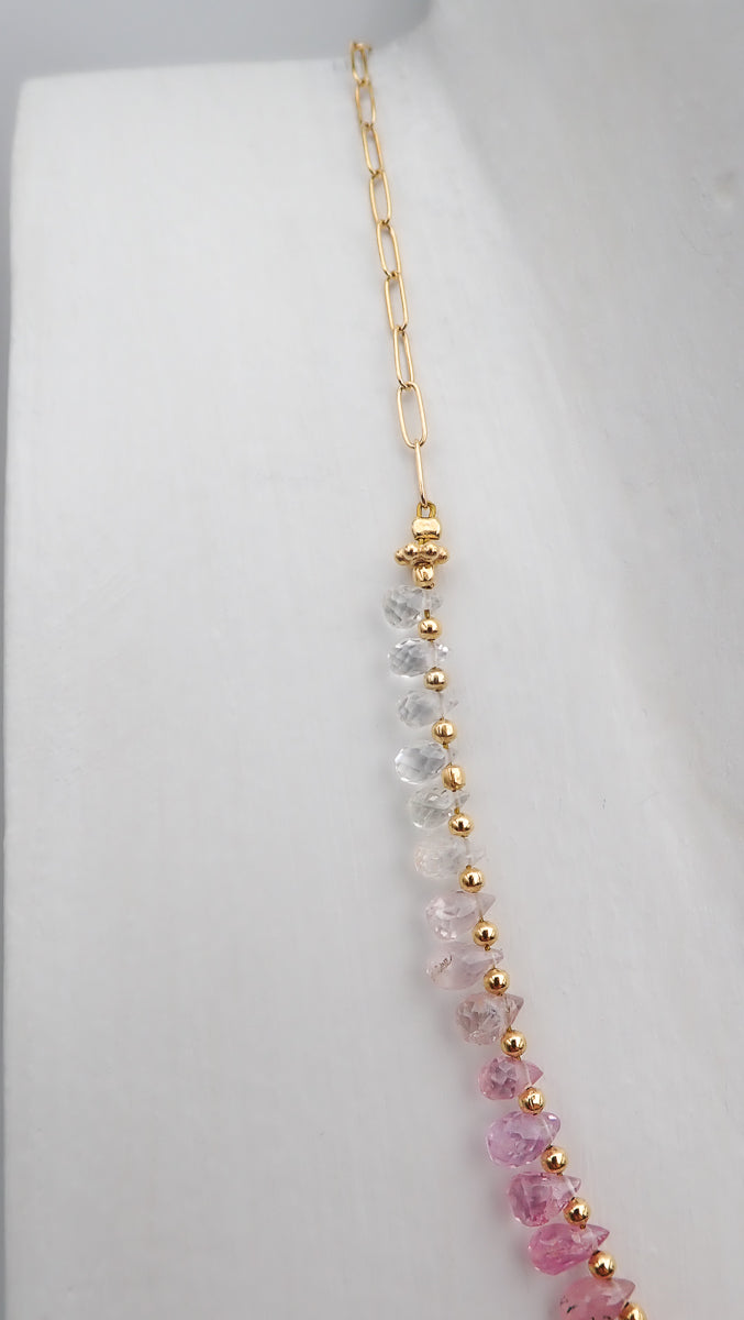 Collier Saphirs Gouttes Dégradé Rose