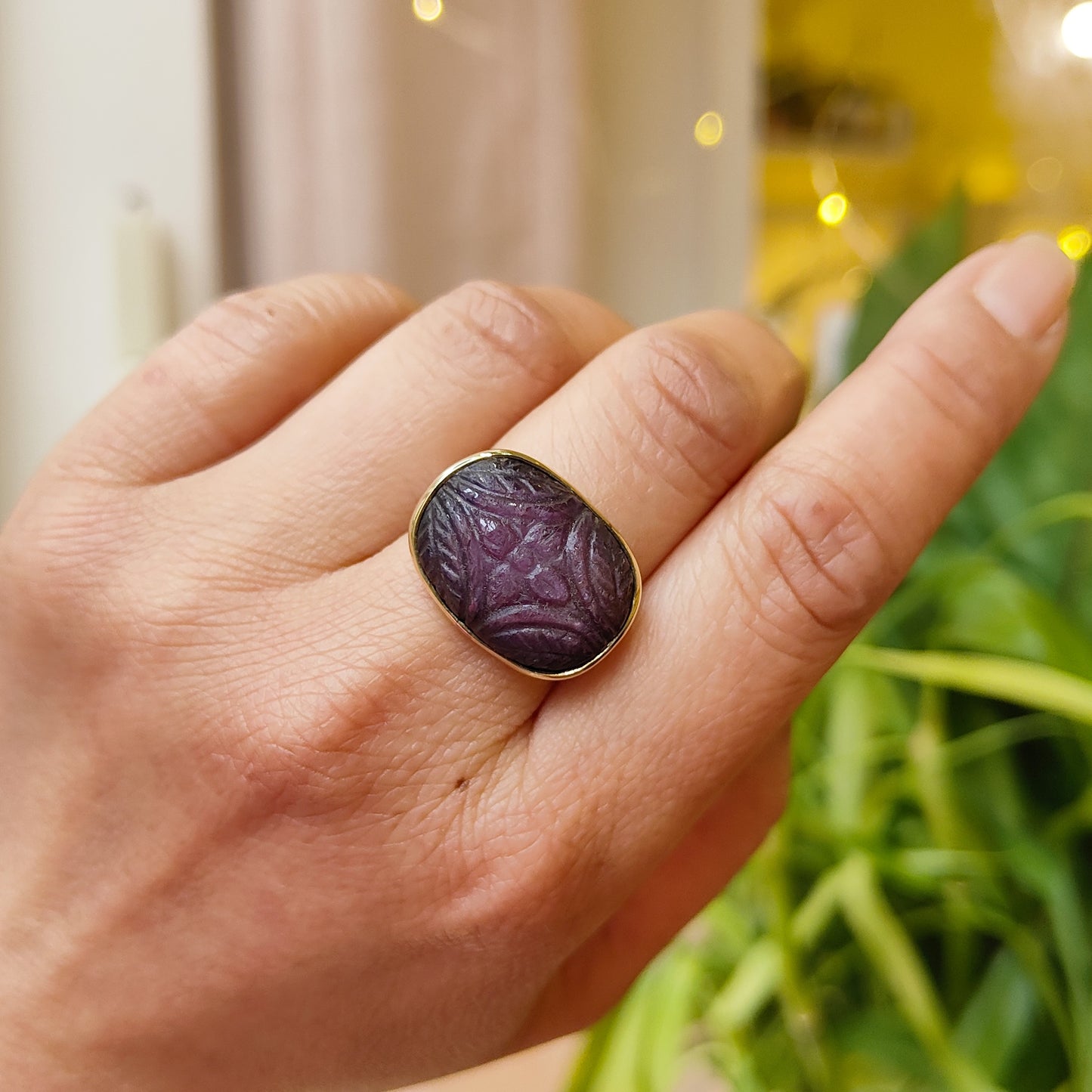 Bague Rubis gravé rectangle