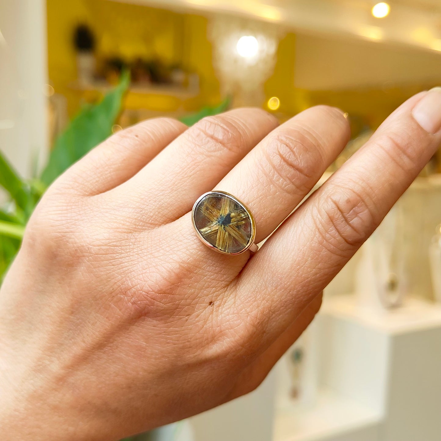 Bague Rutile doré étoilé