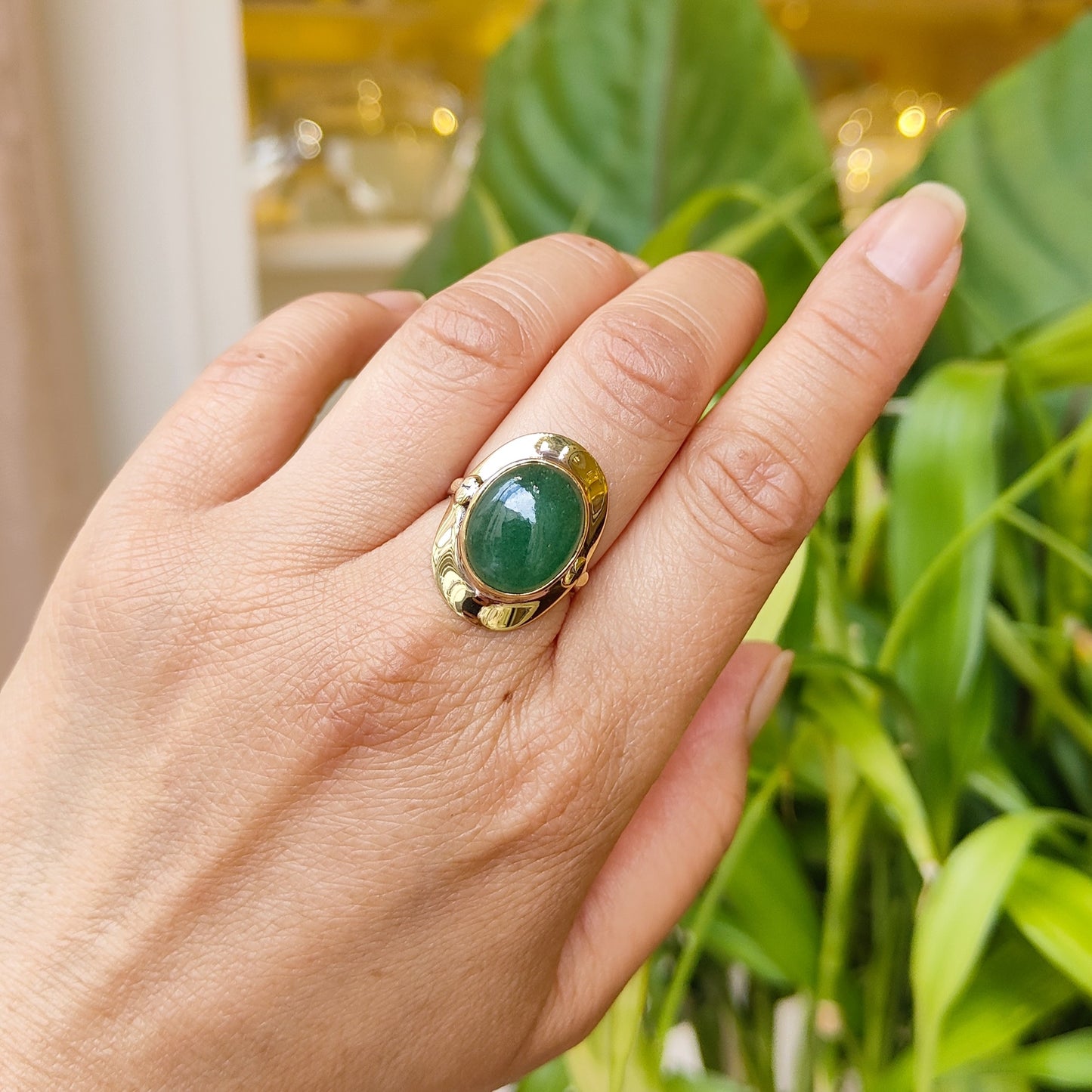 Bague Aventurine cabochon