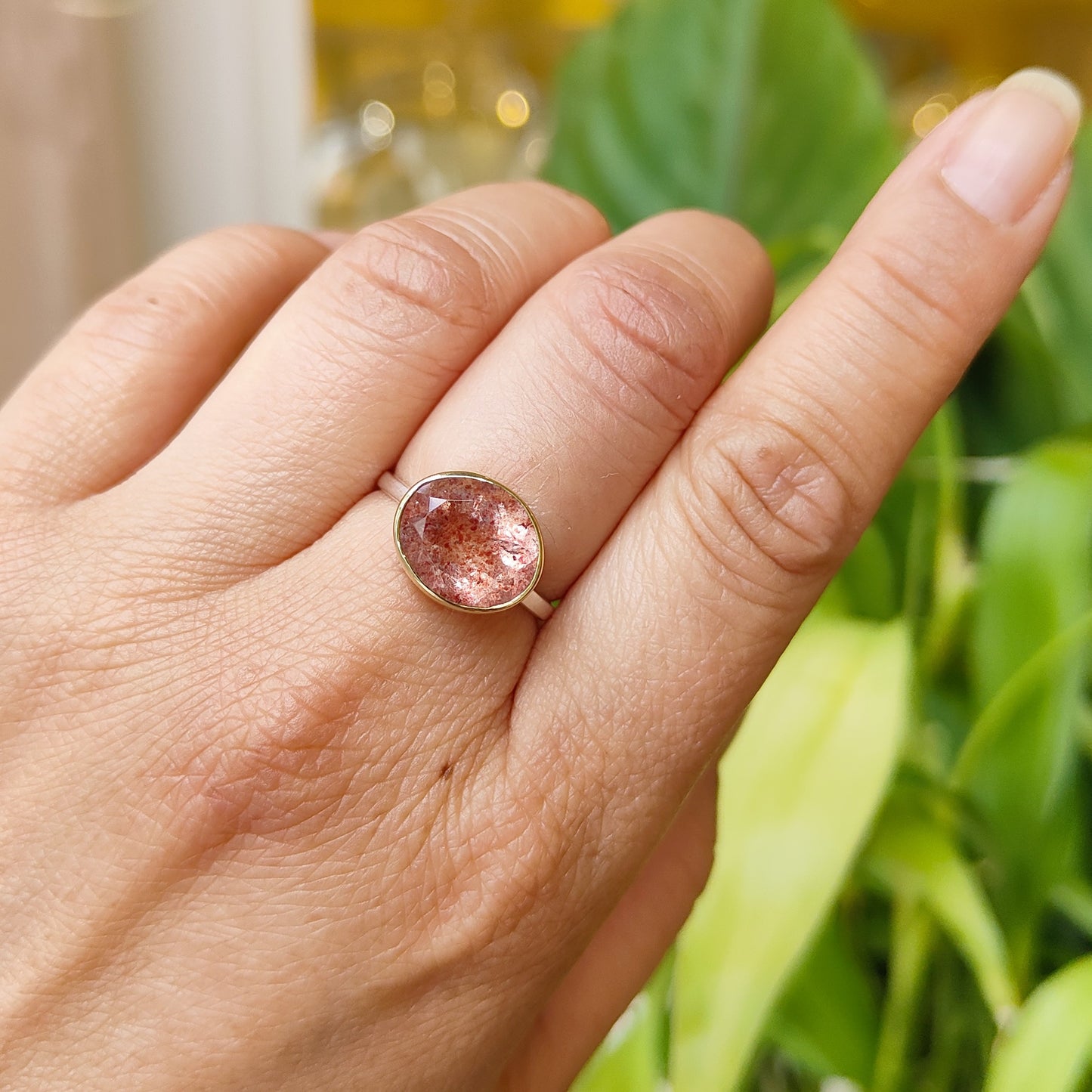 Bague Quartz Fraise facetté