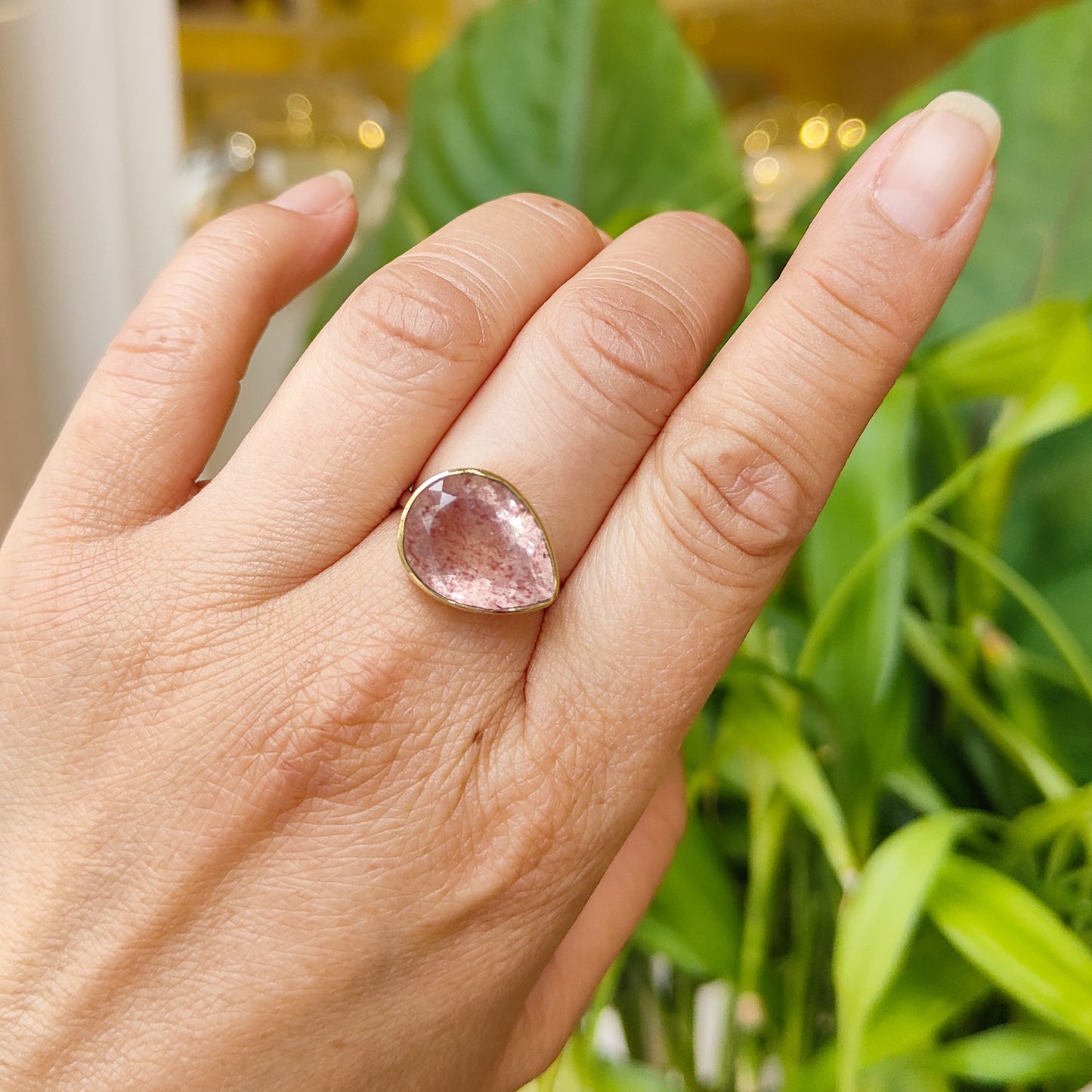 Bague Quartz fraise facetté